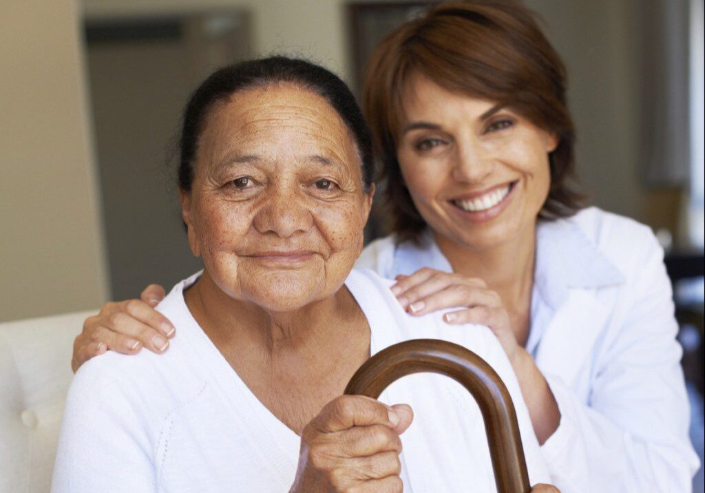 Senior woman and her caregiver